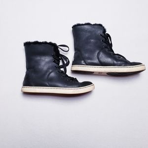UGG soft leather lace up boots with sheep skin